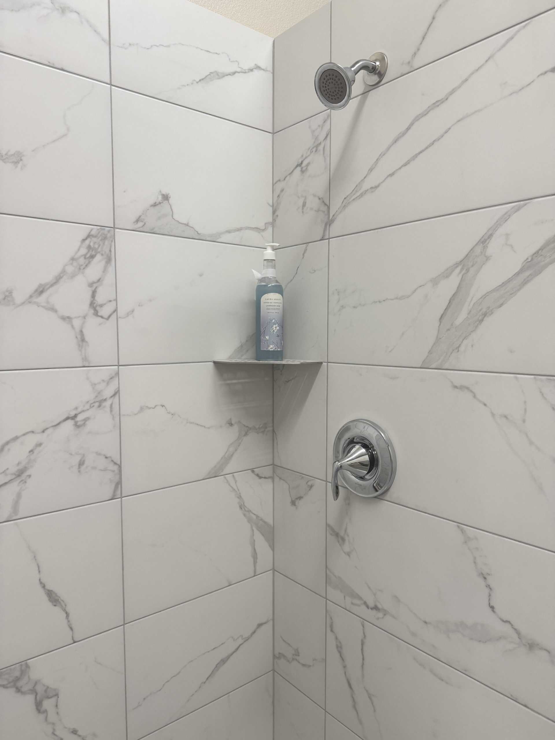 Ready-to-Install and All-inclusive Marble Look DIY Shower Kit 1 Marble Look Shower Kit (12x24)